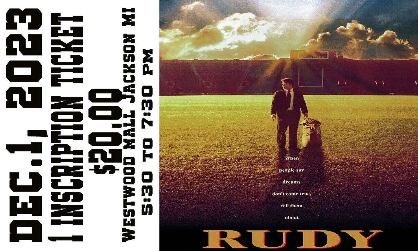 Rudy Ruettiger inscription ticket Jackson MI