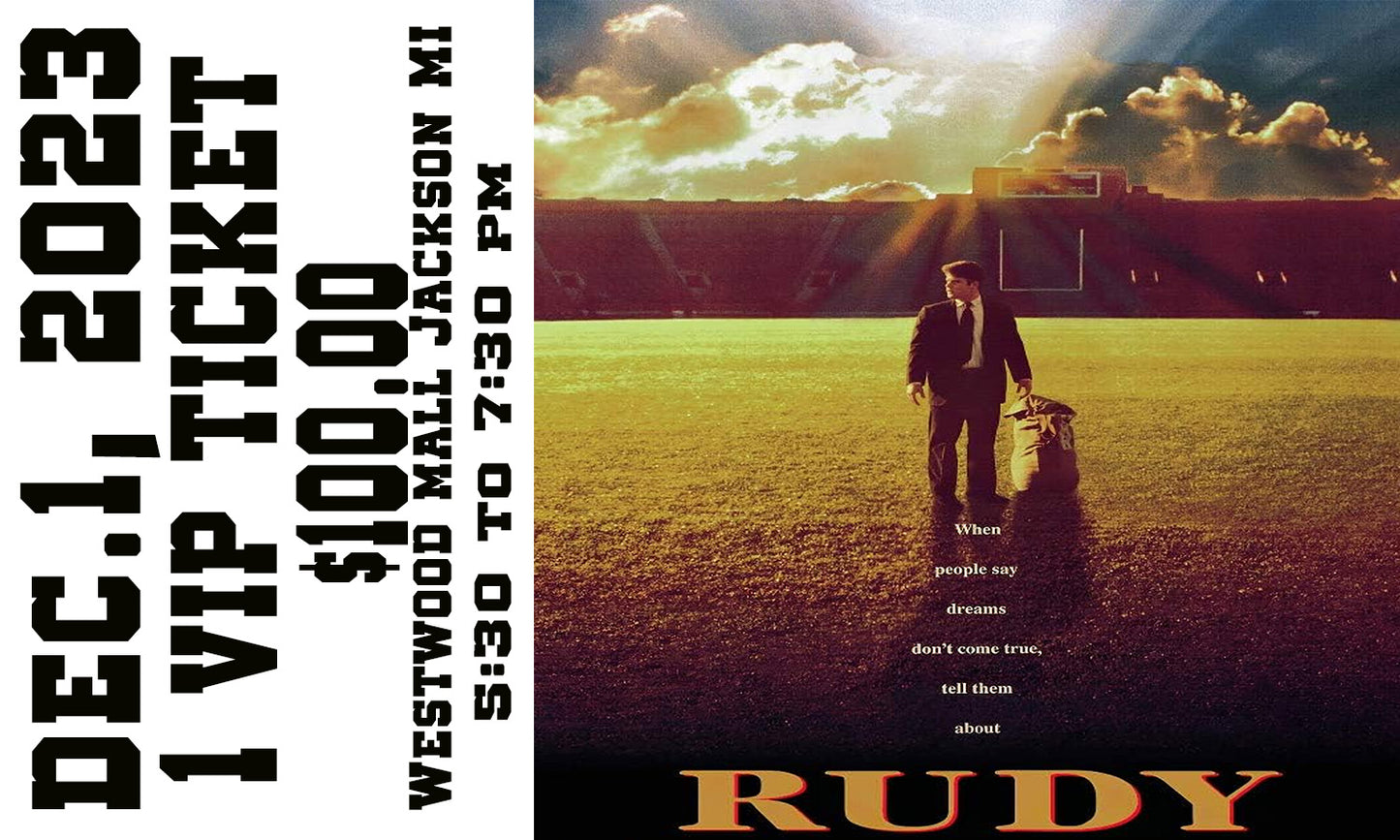 Rudy Ruettiger VIP autograph ticket Jackson MI