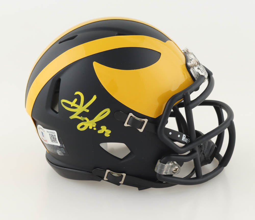 authentic michigan wolverines football helmet David Long Jr Michigan Wolverines autographed mini helmet – wowfactorsports
