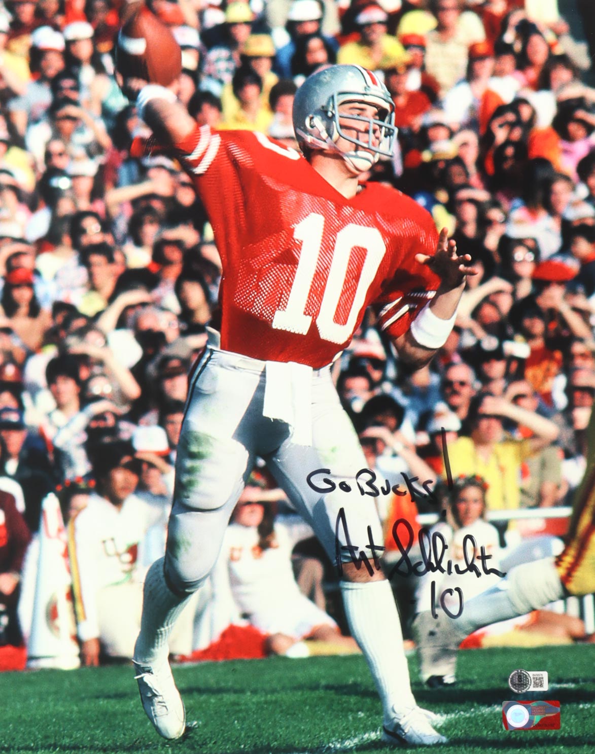 Art Schlichter Signed Ohio State Buckeyes 16x20 Photo Inscribed "Go Bucks