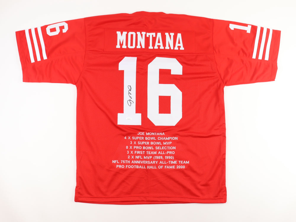 Joe Montana San Francisco 49ers Autographed Jersey Stats