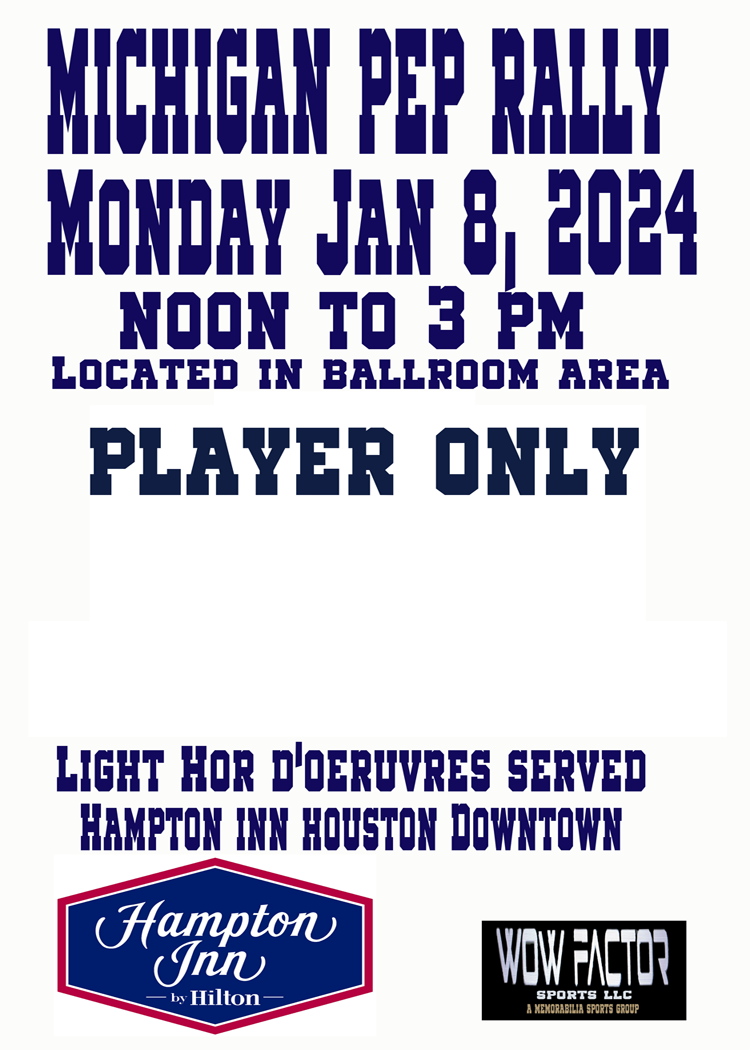 Houston Hampton Inn Pep Rally Jan 8, 2024 Player Only with Drink ticket